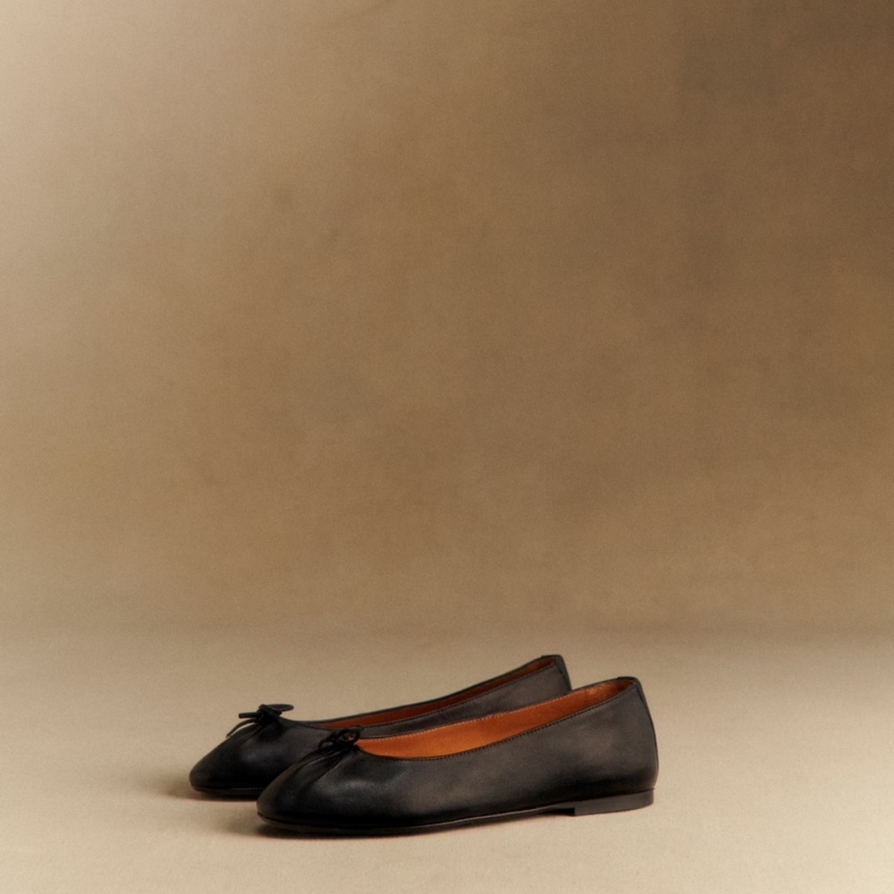 Sezane Agathe Low Ballerinas Smooth Black - Size 6